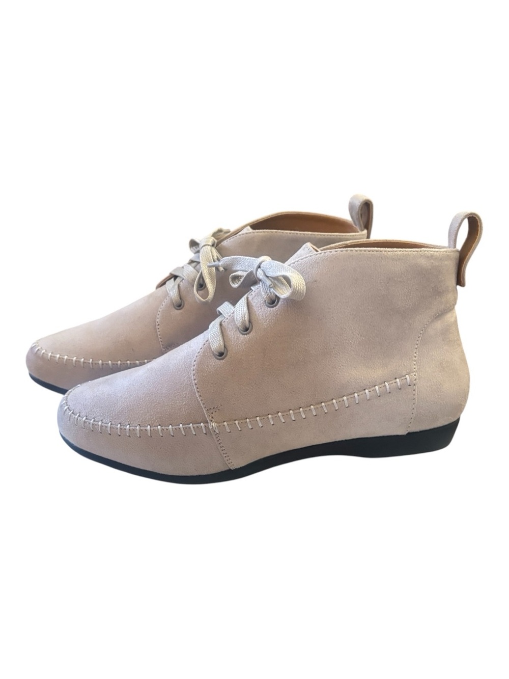 Comfortview Light Beige faux suede Lace-Up Ankle Boots Size 10.5 WW
